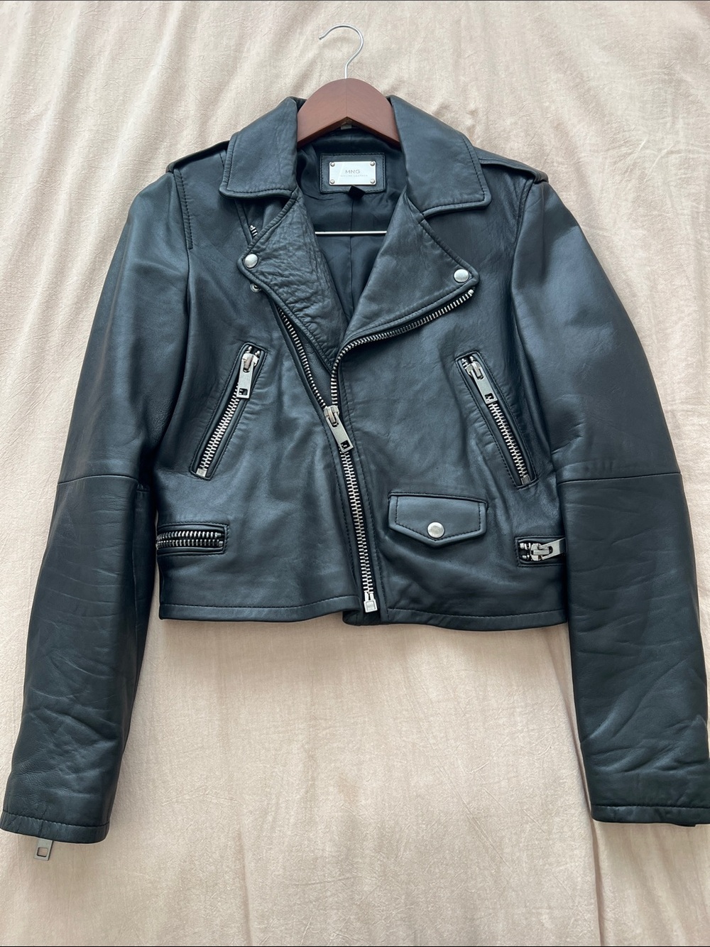 Mango Black Leather Jacket
